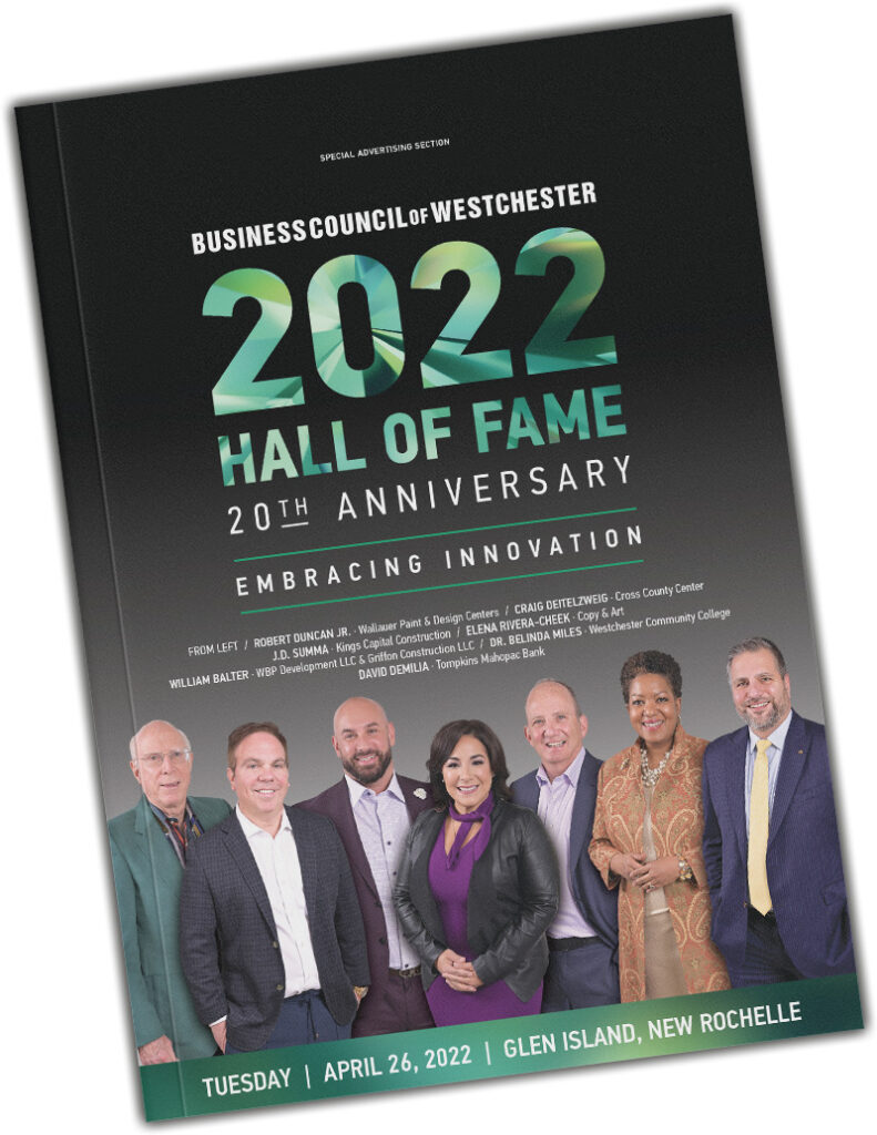 Title page of the Westchester Magazine feature of the 2022 BCW Hall of Fame winners